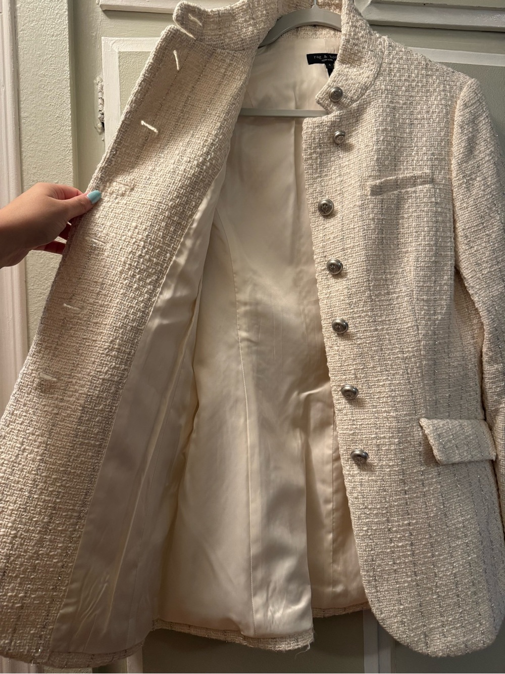 Rag and Bone Ivory Tweed Blazer - Picture 6 of 10